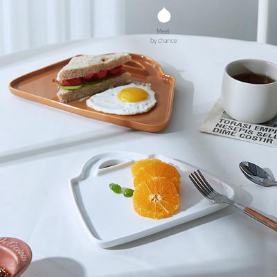 China AL New Arrival Bag Shaped Stocked Dining Tableware Morning Dish Steak Bread Ceramic Use Restaurant Dishes Set for sale