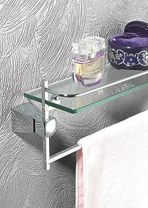 China Glass shelf with towel rail 88110B,brass,chrome for bathroom &kitchen,sanitary for sale