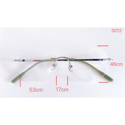 China Newest Optical Glass Frame Mens Silver Eyewear Frames Titanium Glass Rimless Frames for sale