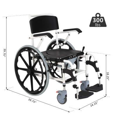 China Reusable Adjustable Arm And Leg Rest Reclining High Back Toilet Commode Chair For Disabled Home And Outdoor Use for sale