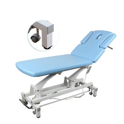 China Two Part Acrylic Massage Therapy Table Bed With One Extra Long Main Section Theatment Examination Table for sale