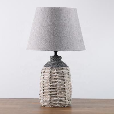 China Antique European Style Rope Pattern Cement Table Lamp For Indoor Room for sale