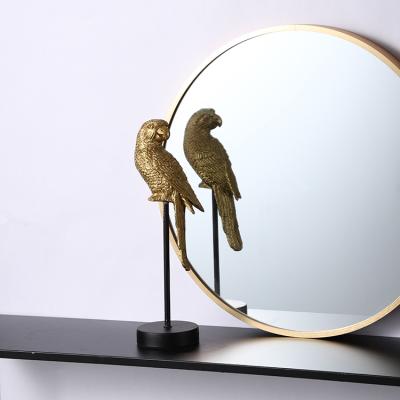 China Parrot Shape Decorations Luxury Creative Modern Gold Resin Statue Small Animal Home Item For Gift for sale