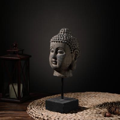 China Good Quality Garden Decoration Buddhism Garden Decoration Household Goods Custom Concrete Cement Sculpture Small Antique Buddha Head Statue for sale