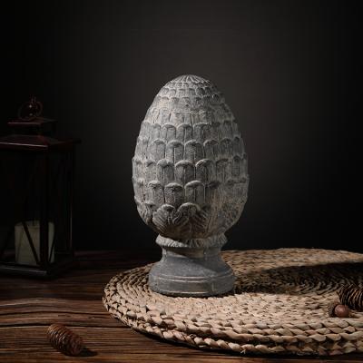 China Good housewares single garden decorative finial crafts custom antique pine cone statue home decoration pieces for sale