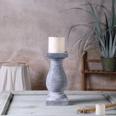 China Recycle Classic Vintage Design Home Decoration Cement Tall Pillar Candle Holder With Logo for sale