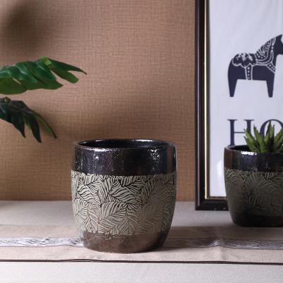 China Simply Unique Vintage Garden Supplies Round Green Plants Cheap Ceramic Succulent Pots For Home Decor for sale