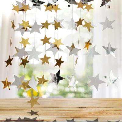 China Christmas Mirror Gold/Silver Star Shape Twine Paper Garland For Christmas /Party /Birthday Decoration for sale