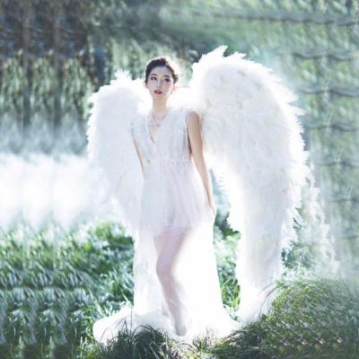 China Exhibition Size Large Adult Costume White Feather Angel Wing For Sale for sale