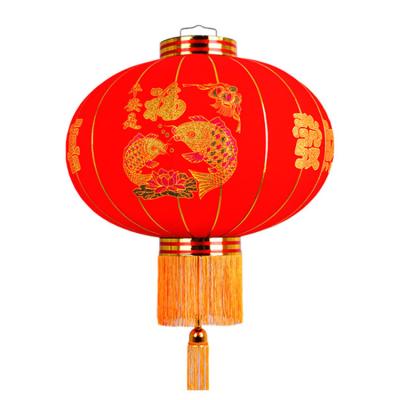 China Flocking fabric around hanging silk lanterns for festival decoration / Chinese tradition red lantern for sale