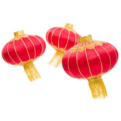 China Waterproof Silk Fabric Outdoor Hanging Silk Chinese Red Lanterns for New Year Decoration Design New Years Lantern for Spring Festival for sale