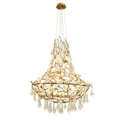 China Modern luxury brass branches coral light chandelier crystal light for hotel villa for sale