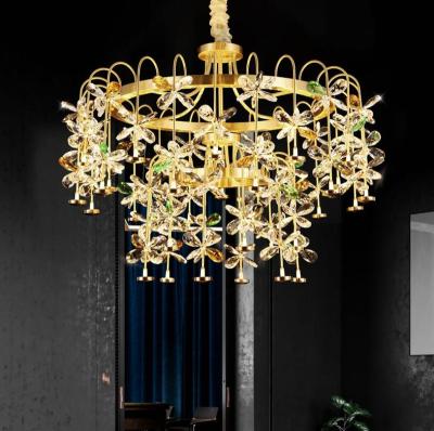 China Beautiful modern decorative hanging crystal chandelier for home hotel and villa for sale