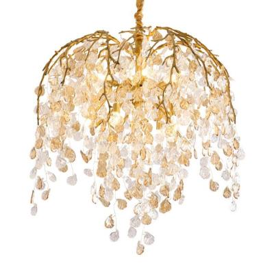 China Modern Modern Classic Copper Crystal Brass Hanging Pendant Led Light For Hotel Home for sale