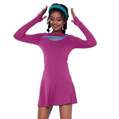 China ACTIVE STRETCH New Spring Women's Sports Dress Tennis Skirt Badminton Workout Clothes Lulu Nude Long Sleeves Sports Anti UV Skirt for sale