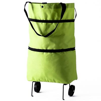 China Collapsible Folding Portable Shopping Storage Bags Trolley Bag Waterproof Food Grocery Cart On Wheels 2 in 1 Shopping Bags for sale