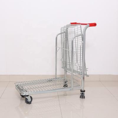 China Promotional Retail Shopping Shunhong Inventory Zinc Plating 4 Wheels Folding Designer Storage Carts With Wheels for sale