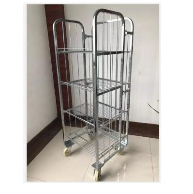 China Shunhong Collapsible Customs Warehouse Metal Collapsible Roll Cart Stackable Roll Container For Transportation for sale