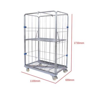 China Warehouse Shunhong style roll cage trolley wire mesh cart storage roll container rolltainer new for sale