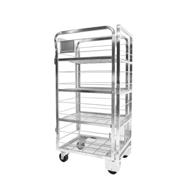 China Shunhong metal shopping dairy company milk rolltainer cart custom galvanized steel cart for sale