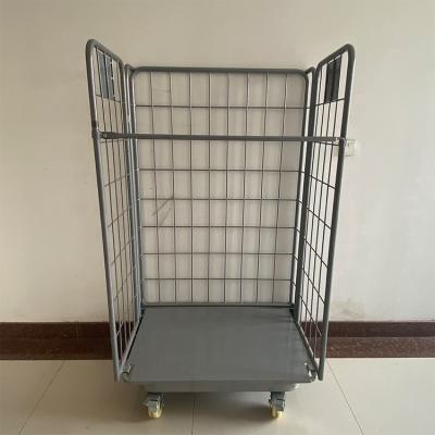 China Customized / Foldable Storage500kg Nesting Durable Warehouse Four Wheel Folding Trolley Roll Pallet Containers 500kg for sale