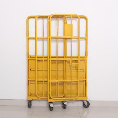 China Heavy Duty Warehouse Powder Coated Industrial Roll Container For Product Transport Collapsible Roll Cage Trolley for sale