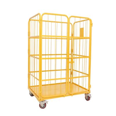 China Widely Used Heavy Duty Folding Galvanized Powder Coating Pallet Roll Container Cage Customized By Shunhong for sale