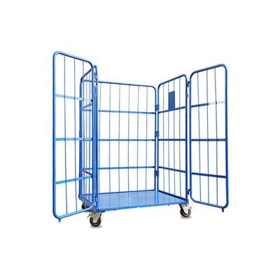 China Stackable Shunhong Customized Colorful Powder Coating Stackable Fully Enclosed Roll Cage With Two-Leaf Door for sale