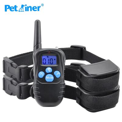 China Viable Wholesale Custom Dog Training Shock Collar With Remote Bark Shock Collar For 2 Dogs for sale