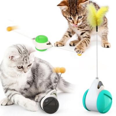 China Viable Toy Swing Balance Car Cat Toys Interactive Teaser Ball Tumbler Stick Cat Toys Logo Pet Puzzle Cat for sale