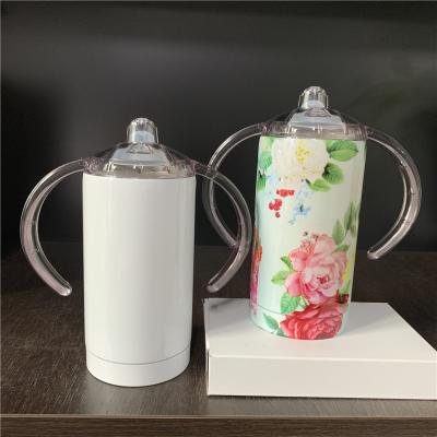 China 12oz 360ml US Sublimation Sublimation Viable White Kids Whites Baby Kids Ware Greasy Straight Sippy Mug For Blank Sublimation Transfer for sale