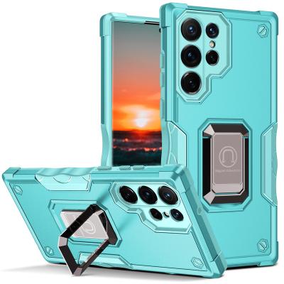 China Shockproof For Samsung Galaxy S22 Fe S21 A12 A22 A32 A73 A21S Ultra Hybrid Phone Case Fe S21 A12 A22 A32 A21S Heavy Duty Armor Shockproof Stand With Ring Holder for sale