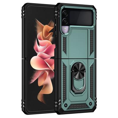 China 2022 Hot Sale Shockproof Flip Phone Cover For Samsung Armor Hard TPU PC Amazon Galaxy Z Fold 3 5G Ring Holder Mobile Phone Case Shockproof for sale