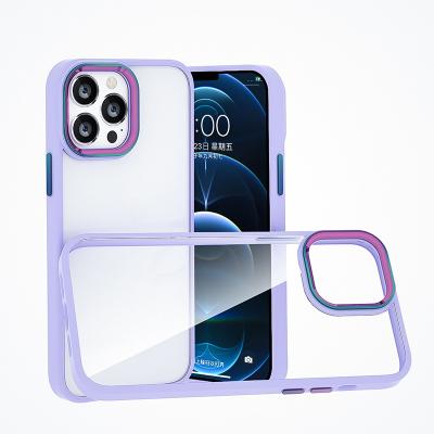 China New 2022 Mobile Phone Case Shockproof Clear Transparent Protective Metallization Camera Cover For Iphone 13 12 11 pro X Max 7 8 for sale