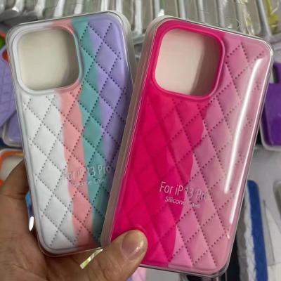 China New Design 3d Diamond Pattern Soft Rainbow Silicone Cell Phone Case Shockproof Fashion For iPhone 13 12 pro 11 max back cover for sale