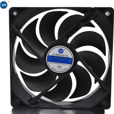 China AM12025 120X120x25mm High Speed Rotating Fan 5V 12V 24V 48V High Performance Cooling DC Fan Nine Blades for sale