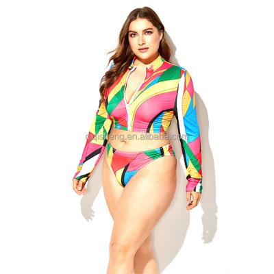 China Wholesale Cheap Plus Size Sleeve Snake Print Pattern Tankinis Swimsuit Wholesale Long Factory Price Plus Size Swimwear For Fat Women for sale