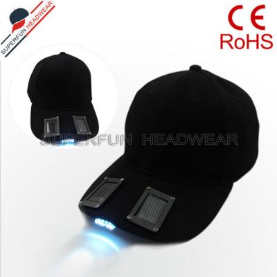 China New Fashion COMMON COMMON 100% Cotton Solar LED Light Up Hat And Cap for sale