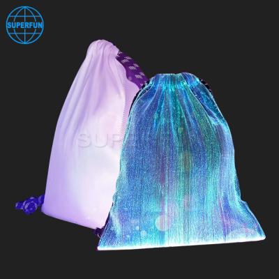 China With USB With USB Advertising Backpack LED Fiber Optic Camping Wholesale Flashing Drawstring Bag for sale