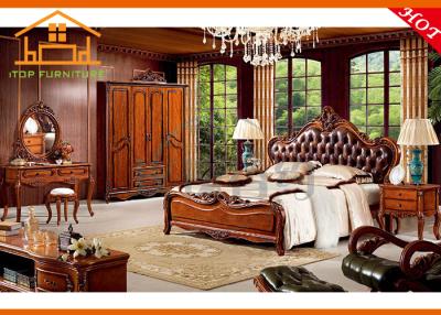 China cheapest iron wood circle high class solid mahogany style italian leather rococo french solid wood king size bedroom set for sale