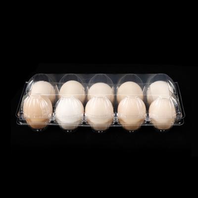 China Disposable Agriculture PET 10 Holes Blister Clear Egg Tray Plastic Duck Egg Packing Tray for sale