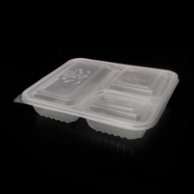 China Wholesale Disposable PP Food Container Three Compartment Rectangular Plastic Food Bowl for sale