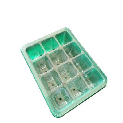 China Who respects the environment; Best Selling Disposable Green Clear Plant Culture Cell Base Lid 12 Seedling Plastic Tray for sale