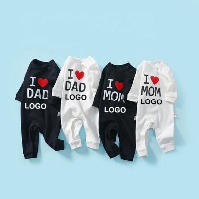 China Cotton 100% I Love Custom Eco-Friendly Mommy And Daddy Baby Rompers Long Sleeve Baby Pajamas Sleepwear for sale