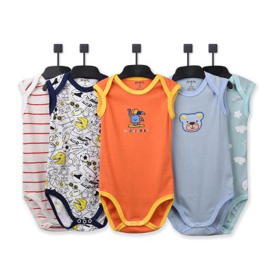 China 100% Cotton Customized 5 Pieces Random Pure Newborn Baby Overalls Cotton Design Sleeveless Romper for sale