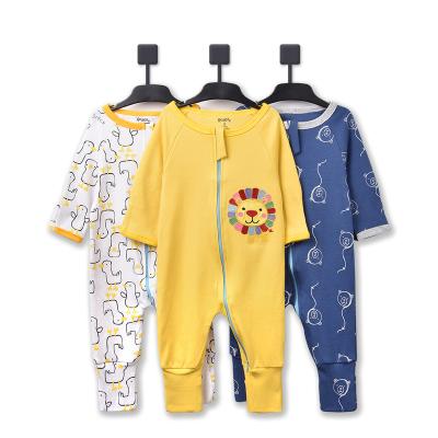 China Home Wear Baby Pajamas Set 100% Cotton Customized Zipper Baby Overalls Bamboo Long Sleeve for sale