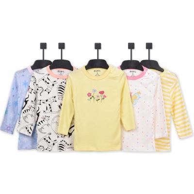 China Wholesale Breathable Summer Baby Clothes 100% Newborn Baby T-shirt Button Design Baby Long Sleeve T-shirt Comfortable Snap Cotton for sale