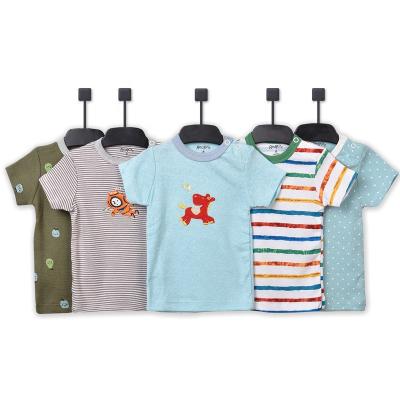 China New Breathable Custom Cartoon Girls Summer Button Design O-Neck Snap Shorts Shorts Shorts Cute Baby T-shirt Cotton for sale