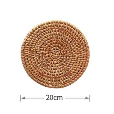 China Sustainable Hand - Woven Rattan Hot Pot Holder 20CM Insulated Hot Pats Coasters Place Mats For Tea Cup And Coffee Mat Kitchen Desk Set for sale