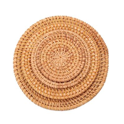 China Viable Insulated Pot Holder and Place Mat for Kitchen Desk 18CM Hand - Woven Rattan Tea Cup and Coffee Mat Hot Pads Set for sale